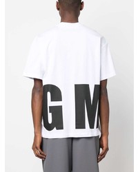 T-shirt à col rond imprimé blanc MSGM