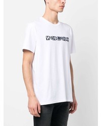 T-shirt à col rond imprimé blanc Woolrich