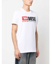 T-shirt à col rond imprimé blanc Diesel