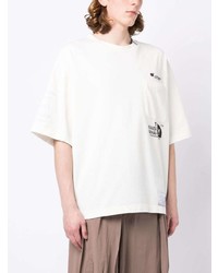 T-shirt à col rond imprimé blanc Maison Mihara Yasuhiro