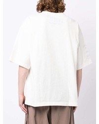 T-shirt à col rond imprimé blanc Maison Mihara Yasuhiro