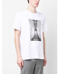 T-shirt à col rond imprimé blanc Corneliani