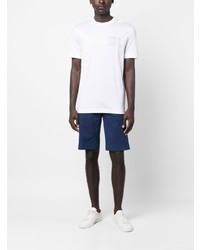 T-shirt à col rond imprimé blanc Kiton