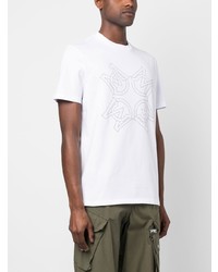 T-shirt à col rond imprimé blanc Moncler