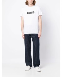 T-shirt à col rond imprimé blanc BOSS