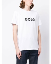 T-shirt à col rond imprimé blanc BOSS