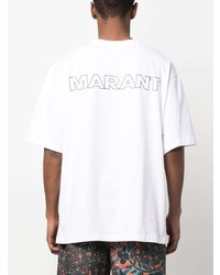 T-shirt à col rond imprimé blanc MARANT