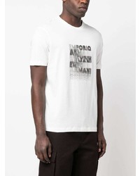 T-shirt à col rond imprimé blanc Emporio Armani