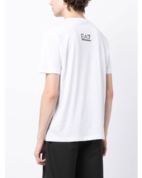 T-shirt à col rond imprimé blanc Ea7 Emporio Armani