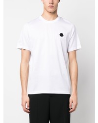 T-shirt à col rond imprimé blanc Moncler