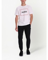 T-shirt à col rond imprimé blanc Hugo