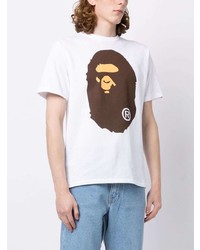 T-shirt à col rond imprimé blanc A Bathing Ape