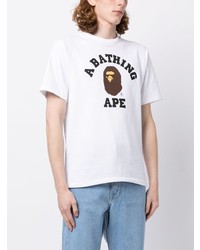 T-shirt à col rond imprimé blanc A Bathing Ape