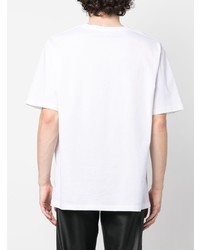 T-shirt à col rond imprimé blanc Balmain