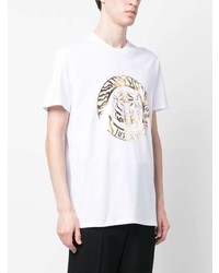 T-shirt à col rond imprimé blanc Just Cavalli