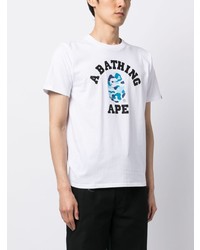 T-shirt à col rond imprimé blanc A Bathing Ape