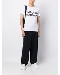 T-shirt à col rond imprimé blanc Emporio Armani