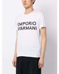 T-shirt à col rond imprimé blanc Emporio Armani