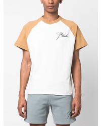 T-shirt à col rond imprimé blanc Rhude