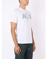 T-shirt à col rond imprimé blanc Armani Exchange