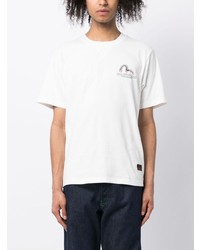 T-shirt à col rond imprimé blanc Evisu