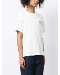 T-shirt à col rond imprimé blanc Evisu