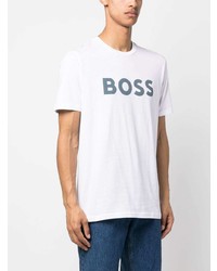 T-shirt à col rond imprimé blanc BOSS