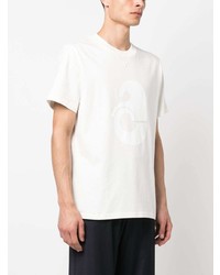 T-shirt à col rond imprimé blanc Courrèges