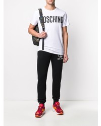 T-shirt à col rond imprimé blanc Moschino