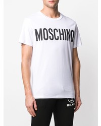 T-shirt à col rond imprimé blanc Moschino