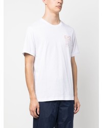 T-shirt à col rond imprimé blanc Ea7 Emporio Armani