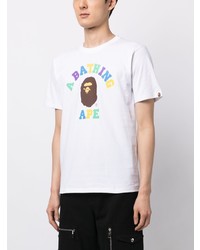 T-shirt à col rond imprimé blanc A Bathing Ape