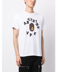 T-shirt à col rond imprimé blanc A Bathing Ape