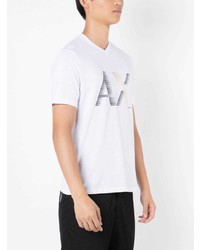 T-shirt à col rond imprimé blanc Armani Exchange