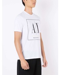 T-shirt à col rond imprimé blanc Armani Exchange