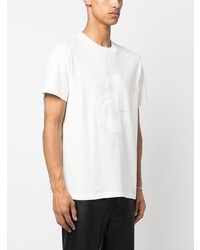 T-shirt à col rond imprimé blanc Courrèges