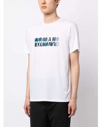 T-shirt à col rond imprimé blanc Armani Exchange