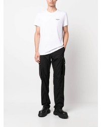 T-shirt à col rond imprimé blanc Balmain