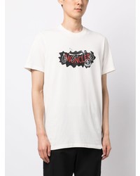 T-shirt à col rond imprimé blanc Moncler