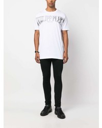 T-shirt à col rond imprimé blanc Philipp Plein