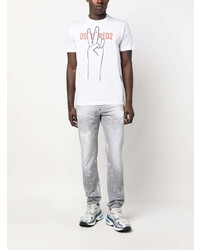 T-shirt à col rond imprimé blanc DSQUARED2