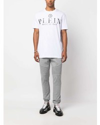 T-shirt à col rond imprimé blanc Philipp Plein