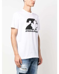 T-shirt à col rond imprimé blanc DSQUARED2