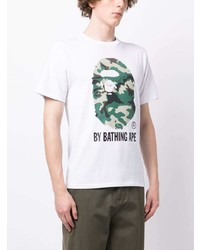 T-shirt à col rond imprimé blanc A Bathing Ape