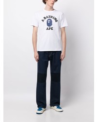 T-shirt à col rond imprimé blanc A Bathing Ape