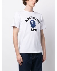 T-shirt à col rond imprimé blanc A Bathing Ape