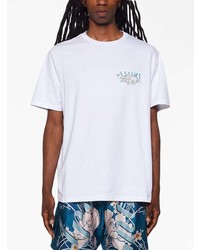 T-shirt à col rond imprimé blanc Amiri