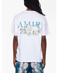 T-shirt à col rond imprimé blanc Amiri