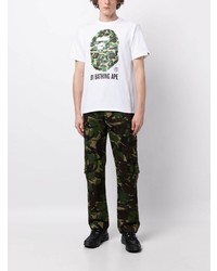 T-shirt à col rond imprimé blanc A Bathing Ape