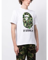 T-shirt à col rond imprimé blanc A Bathing Ape